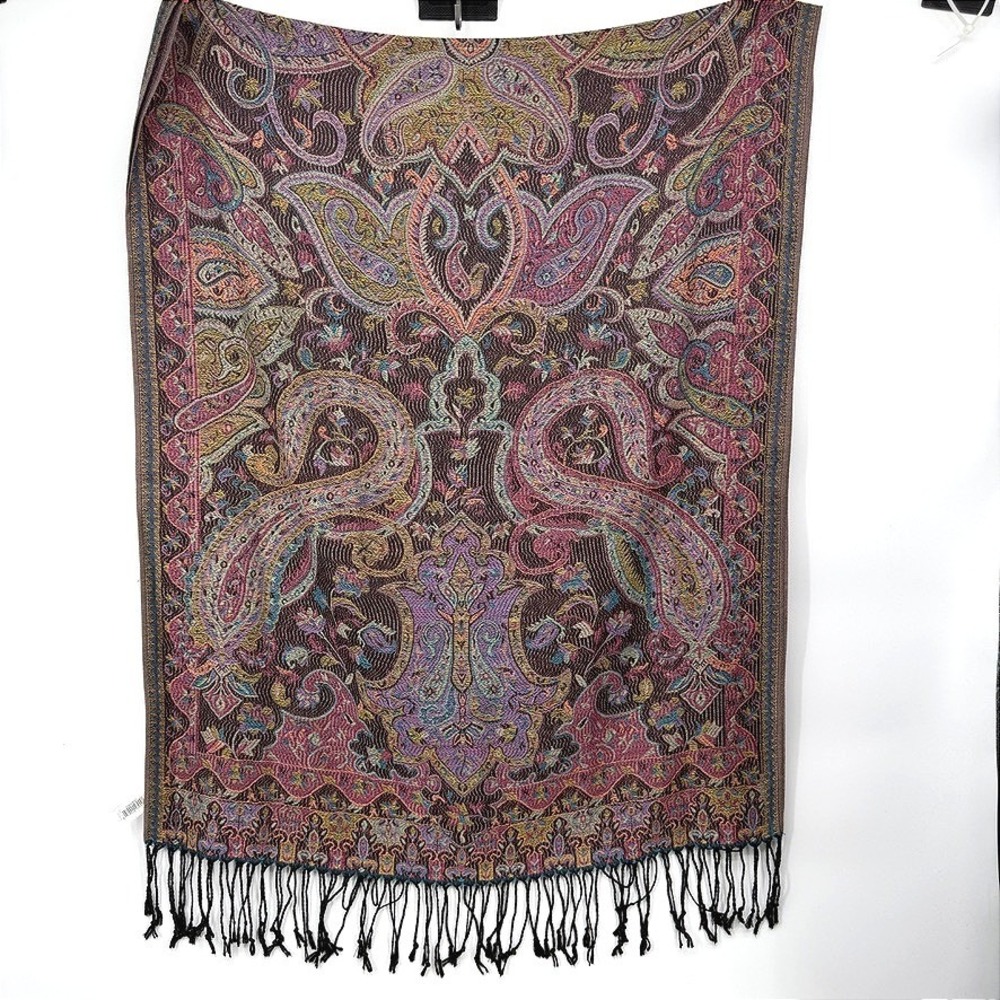 Modern Expressions Scarf Paisley Fringed Boho Shawl Wrap Rectangle Versatile